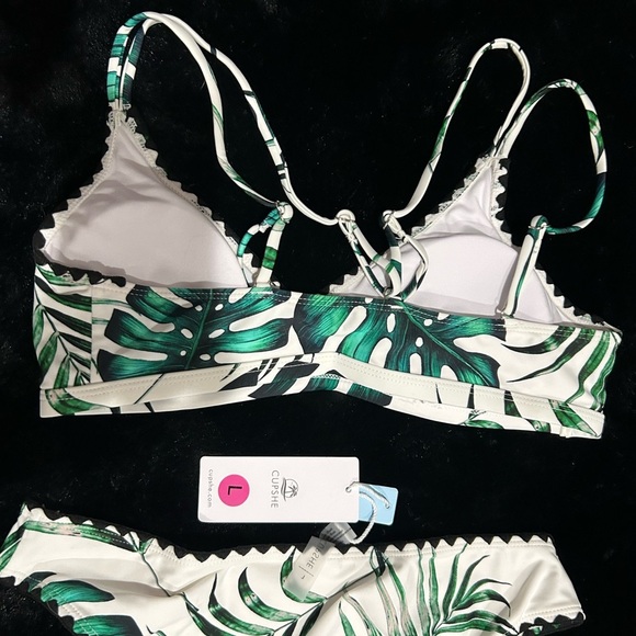 Cupshe Bikini Set Large Tropical Palm Leaf Print Swimsuit NEW NWT Summer Trend - Picture 9 of 10